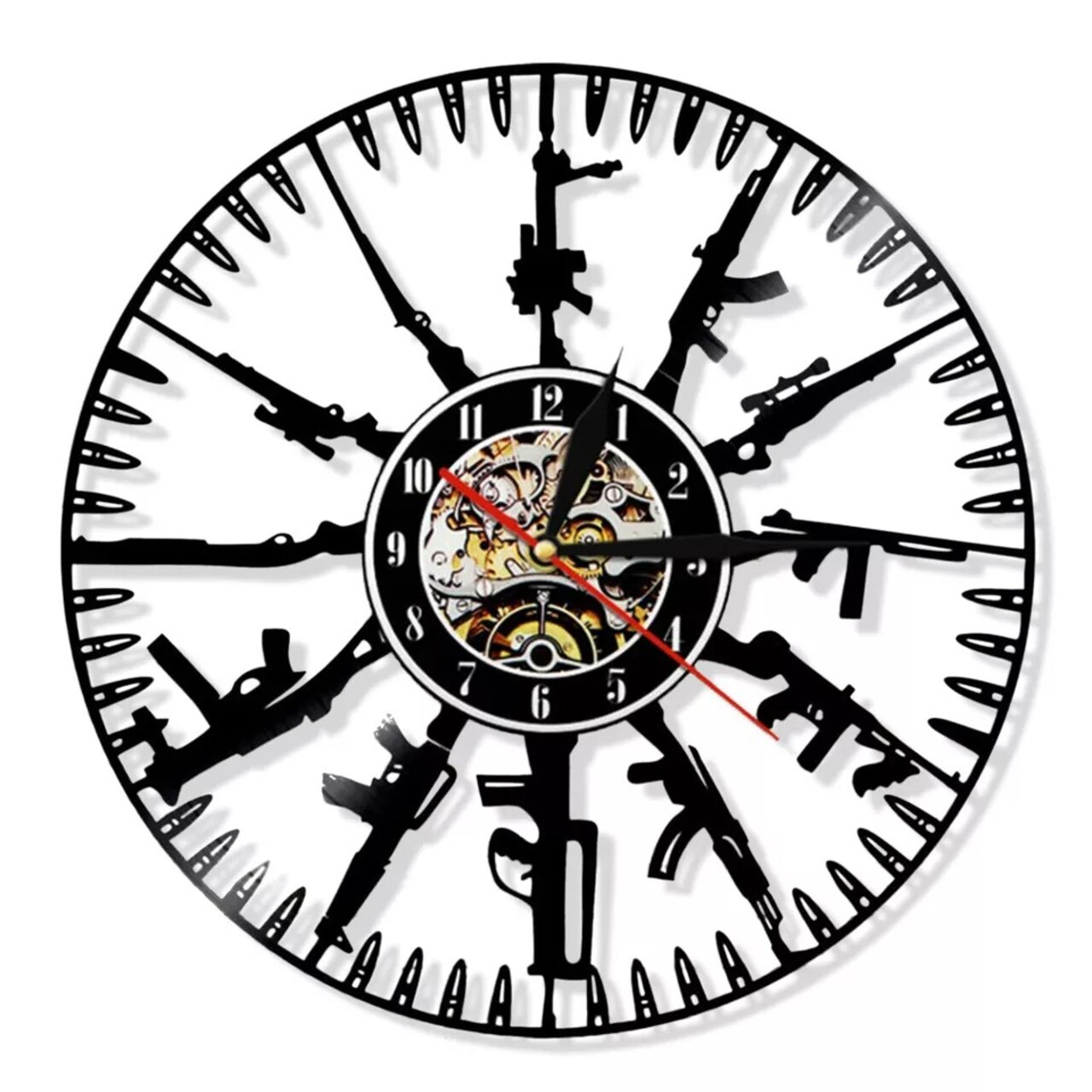 Bullet Time Wall Clock Music Record Army Gun Wall Clock Wall Clock Creative Gift
